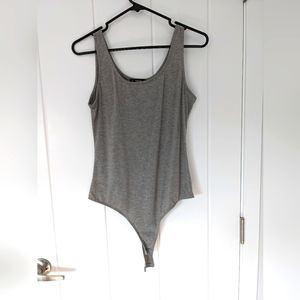 Grey bodysuit, thong bodysuit